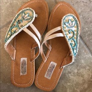 Unique fabric beaded sandals